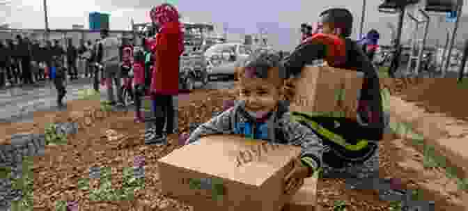 A Group Of Volunteers Distributing Food And Supplies To Children In A Refugee Camp, Their Work Inspired By The Children Of The Uprising Collection. Children Of The Uprising Collection 1 3