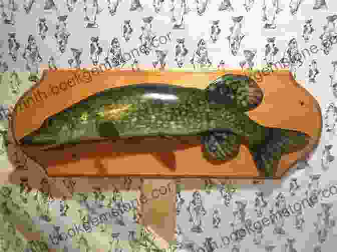 A Meticulously Carved Wooden Northern Pike, Showcasing Its Intricate Details And Realistic Appearance. Realistic Fish Carving: Northern Pike
